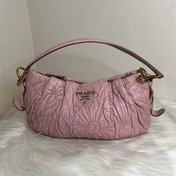 💯Authentic Prada Napa Stitches Hobo Pochette Shoulder Bag in Gold Hardware🍀 - Picture 17 of 17